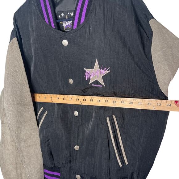 Converse Vintage 90s Mens S Magic Johnson Suede Bomber Jacket Varsity Lakers NBA - Picture 7 of 9